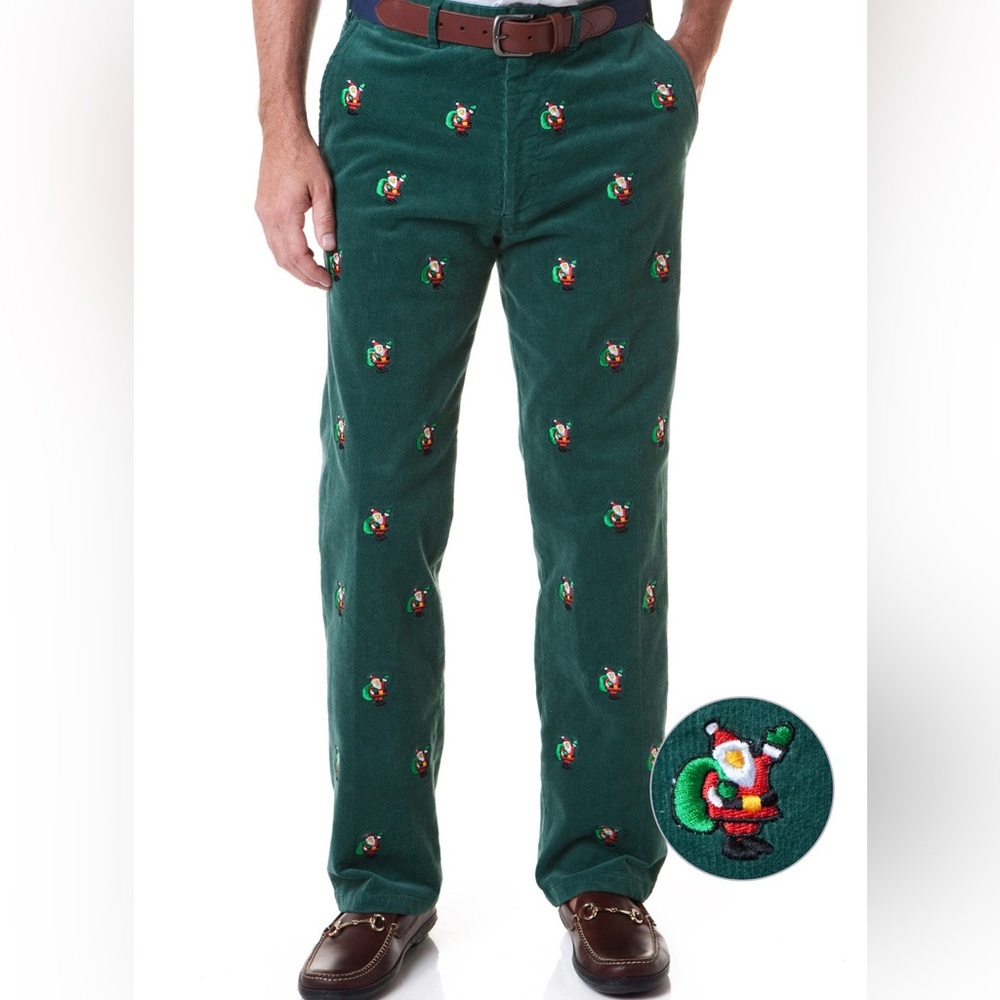 BEACHCOMBER CORDUROY PANT HUNTER WITH SANTA
